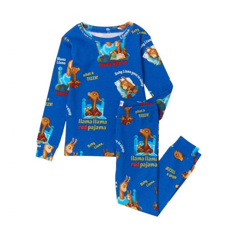 NEW BOOKS TO BED boy's llama llama red pajama pajamas in blue
